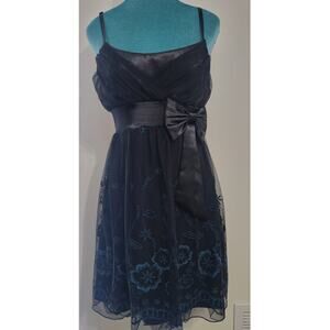 VTG 90s Y2K City Triangles Dress Womens 11 Black Floral Sparkle Whimsical Fairy